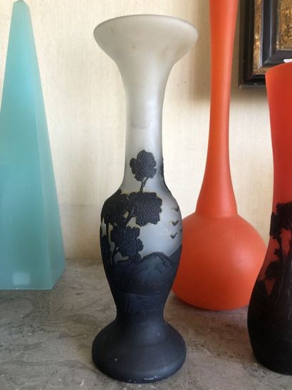 null STONCIU

Vase en verre multicouche à décor dégagé à l'acide de paysage arboré...