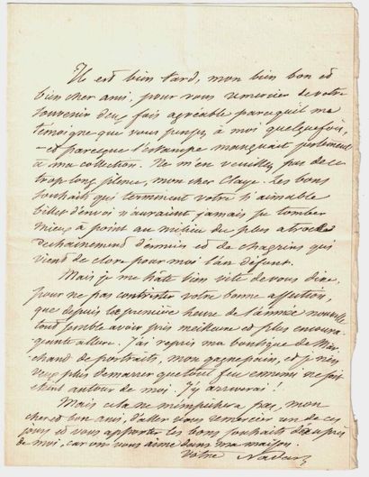 null NADAR Félix Tournachon dit (1820-1910) 

Autograph letter signed to Jules Claye...