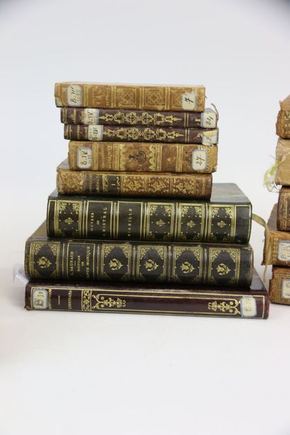 null Set of about 34 bound books, 18th and 19th centuries, including: Abrégé chronologique...