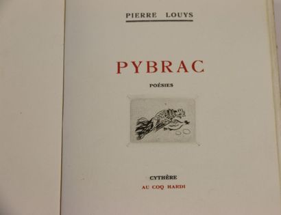 null Pierre LOUYS. Pybrac, Cythère, Au coq hardi, s.d. (vers 1927). In-8, broché,...