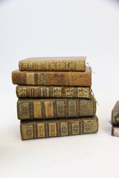 null Set of about 34 bound books, 18th and 19th centuries, including: Abrégé chronologique...