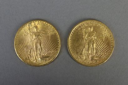 null ETATS-UNIS 

Deux 20 dollars or "Liberty", années 1914 et 1922