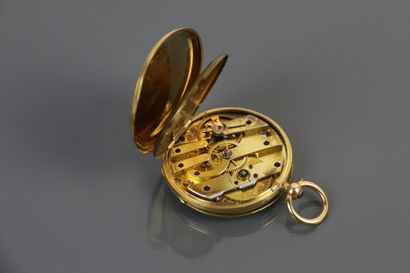 null Pocket watch in yellow gold 750°/°°, guilloche dial chased with cartouche and...