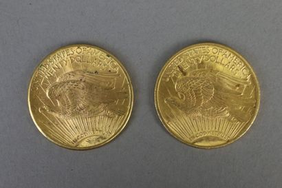 null ETATS-UNIS 

Deux 20 dollars or "Liberty", années 1914 et 1922
