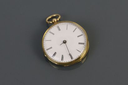 Pocket watch in yellow gold 750°/°°, guilloche...