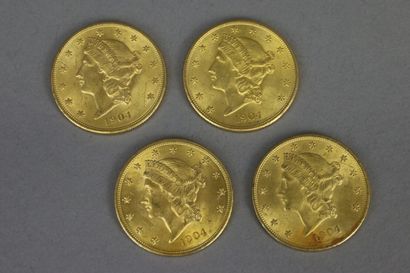 UNITED STATES

Four 20 Gold Dollars 