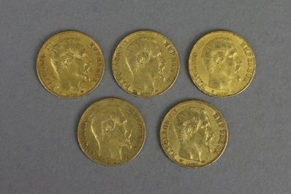 FRANCE

Five 20 francs gold Napoleon III...