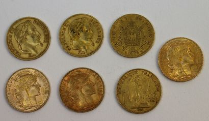 FRANCE

Seven 20 francs gold coins : Napoleon...