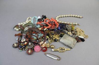 Two lots of costume jewelry: necklaces, earrings,...