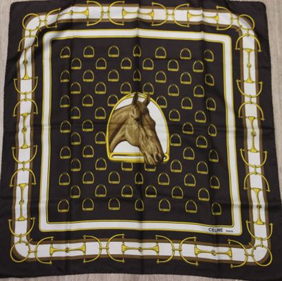 CELINE Paris
Silk square printed with a horse's...