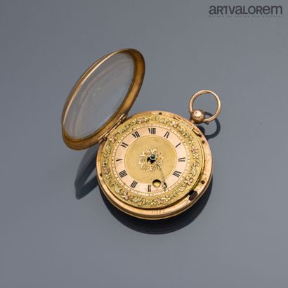 null Paris (1819-1938)
Montre de gousset en or jaune 750°/°° , le cadran à décor...