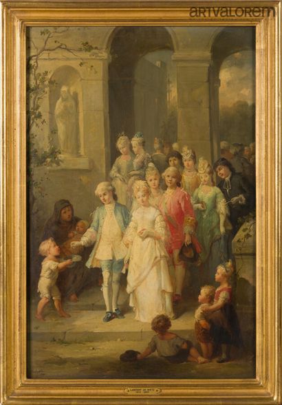 null François Louis LANFANT dit l'enfant de Metz (1814-1892) 
Les mariés
Huile sur...