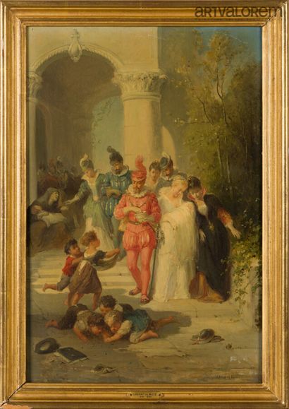 null François Louis LANFANT dit l'enfant de Metz (1814-1892) 
Le Baptême, 
Huile...