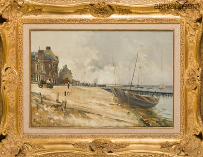 null Franck-William BOGGS (1855-1926) 
Beach and Houses in Normandy, 
Oil on canvas,...