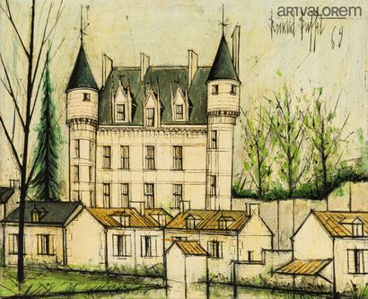 null Bernard BUFFET (1928-1999)
Château de Montrésor, 1969
Huile sur isorel monté...