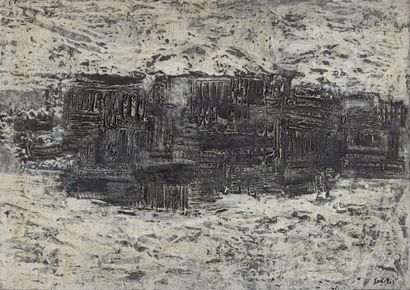 null Yannis GAITIS (1923-1984)
Sans titre noir et blanc
Huile sur toile (très petits...