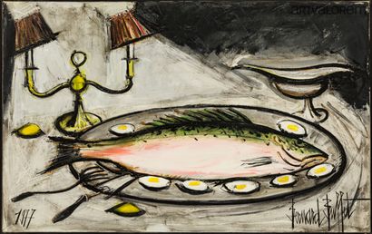 null Bernard BUFFET (1928-1999)
Le saumon, 1977
Huile sur toile.
Signée en bas à...