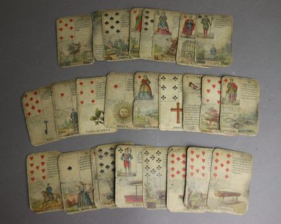 Set of divinatory playing cards, model close...