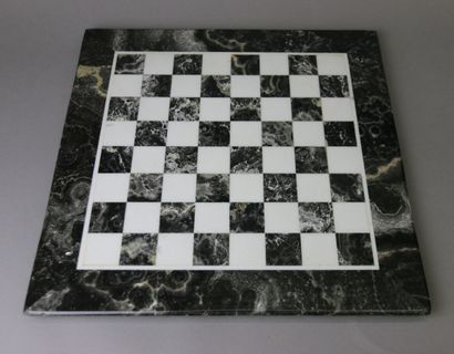 Checkerboard in white and grey-black marble,...