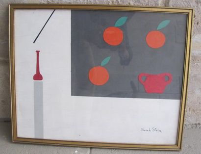 Sarah Stein "Nature morte aux oranges", gouache et collage sur panneau, signé en...