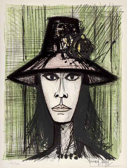BUFFET Bernard (1928-1999) 
Femme au chapeau...