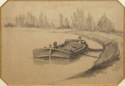 Camille FLERS (1802-1868)
Barge en bord de...