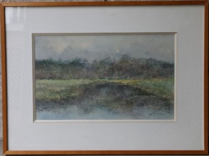 null Jean William HANOTEAU (1937)
Lake landscape
Two Lithographs in colors, one signed...