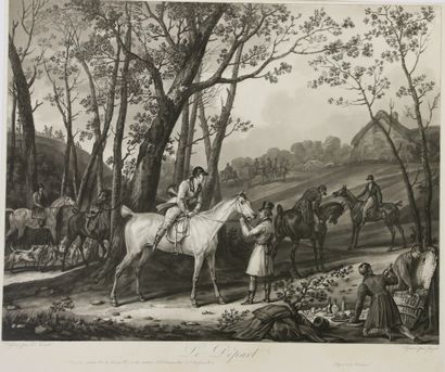 null Carle VERNET (1758-1835), engraved by JAZET
The departure and the halt on the...