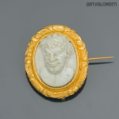 Gilded metal brooch pendant with engraved...