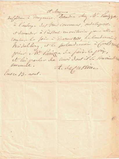 null ECRIVAINS. 3 documents 
Astolphe de CUSTINE (1790-1857). Billet autographe signé,...
