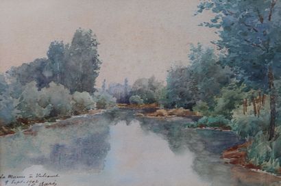 null G BARE (XXème siècle)
Paysages,
Suite de trois aquarelles sur papier, une signée...