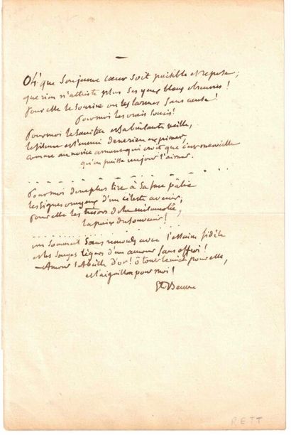 null ECRIVAINS. 3 documents 
Astolphe de CUSTINE (1790-1857). Billet autographe signé,...
