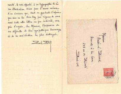 null Paul FORT (1872-1960) 
2 lettres autographes signées Paris, 20 septembre 1915...