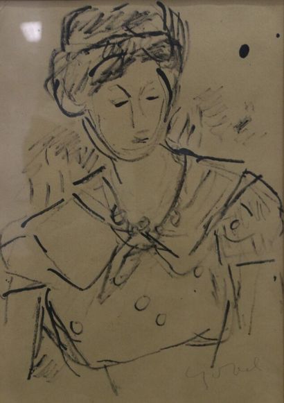 Bela CZOBEL (1883-1976)
Portrait de femme,
Lithographie...