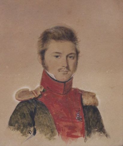 ECOLE du XIXème siècle,
Portrait d'un officier,...