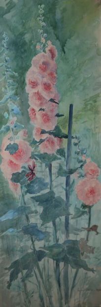 Gaston COUSIN (1859-1901).
Roses trémières,...