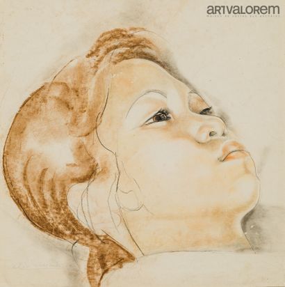  Alix AYMÉ (1894-1989)
Young girl's head
Pastel and black ink highlights signed lower... Gazette Drouot