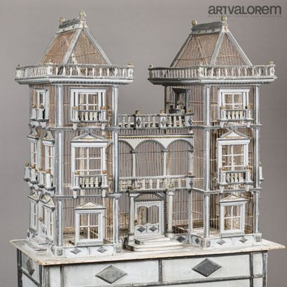 Birdcage with console in gray and dark gray...
