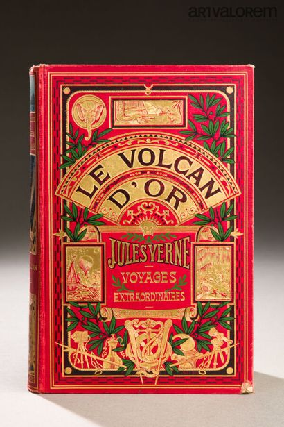 null Jules VERNE. Le Volcan d'or. Paris, Hetzel, sd (1906). In-4, percaline rouge...