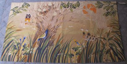 null TAPISSERIE-Impression sur textile "oiseaux parmis les roseaux". 100 x 175 c...
