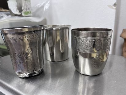 A 925°/°° silver flat-bottomed tumbler, monogrammed...