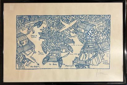 null LAMAZOU Titouan (1955)
"La baie du Marigot" 
Estampe signée
Dim: 60 x 89 cm