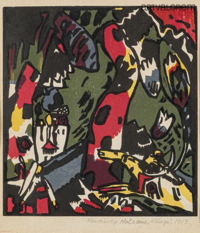 null D'après Wassily Kandinsky (1866-1944) 
Trois bois gravés d'après, Klange 1913...