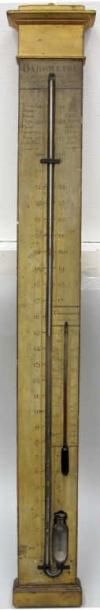 null Baromètre - Thermomètre en bois laqué crème de FAYARD Première moitié du XIXe...