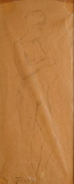 FANTIN-LATOUR Henri Théodore, 1836-1904 Nu féminin debout de profil crayon noir sur...