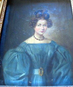 Ecole FRANÇAISE vers 1830 Portrait de jeune femme en robe bleue Toile 21 x 15cm ...