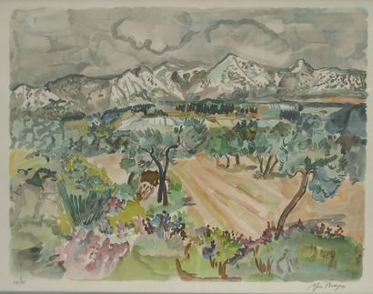 Yves BRAYER (1907-1990) Paysage de provence Lithographie en couleurs signée et numérotée...
