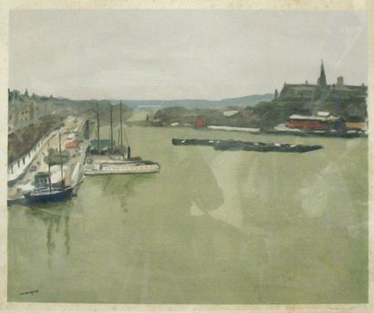 Albert Marquet (1875-1947) Bord de Seine Lithographie en couleur signée au crayon...