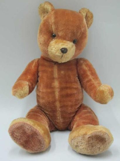 null Ours en peluche en mohair de couleur caramel, yeux brun en verre, bouche et...