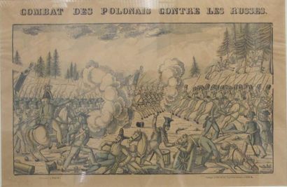 null Image d'Epinal imprimeur Georgin.Combat des Polonais contre les Russes. 39 x...
